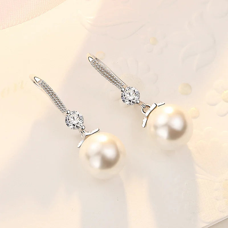 Round Imitation Pearl Dangle Earrings