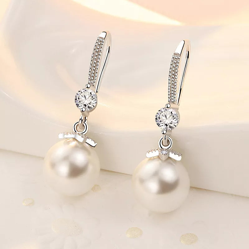 Round Imitation Pearl Dangle Earrings