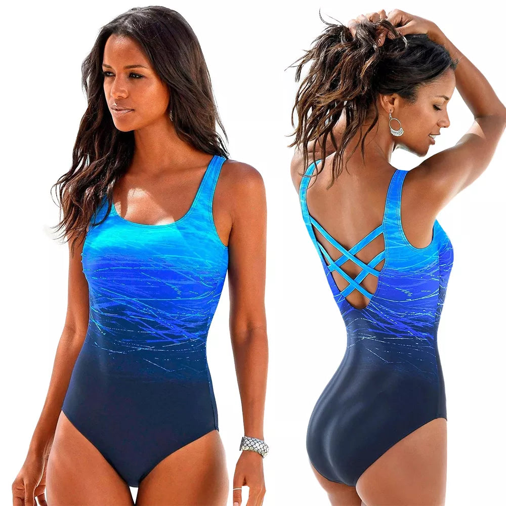 Criss Cross Back One-piece Beach Swimsuit