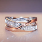 Fresh Two Tone X Shape Cross Ring