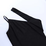 Women sexy hollow oblique shoulder dress