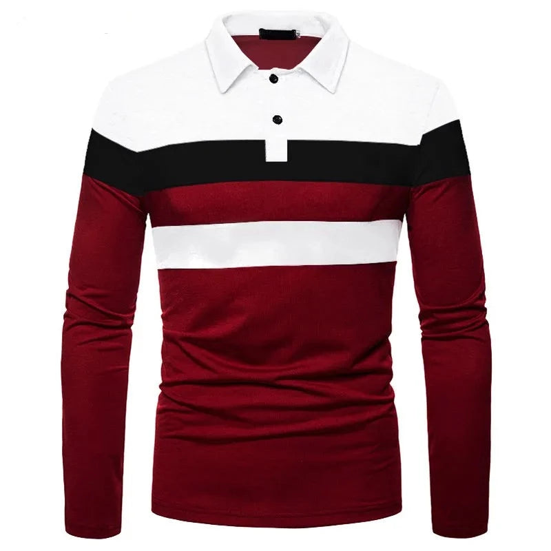 Fashion Men Long Sleeve Polo Shirt