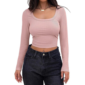 Women's Long Sleeve Crop Top T-Shirt