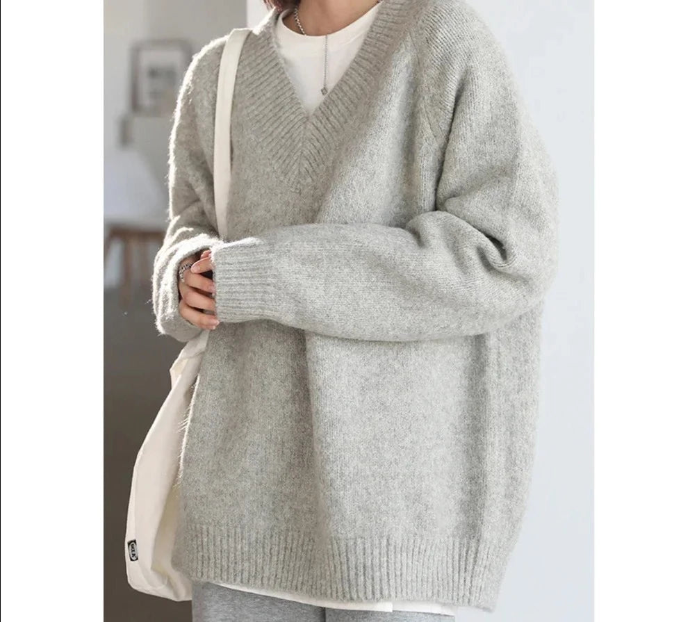 Women's Knitted V Neck Casual Sweater