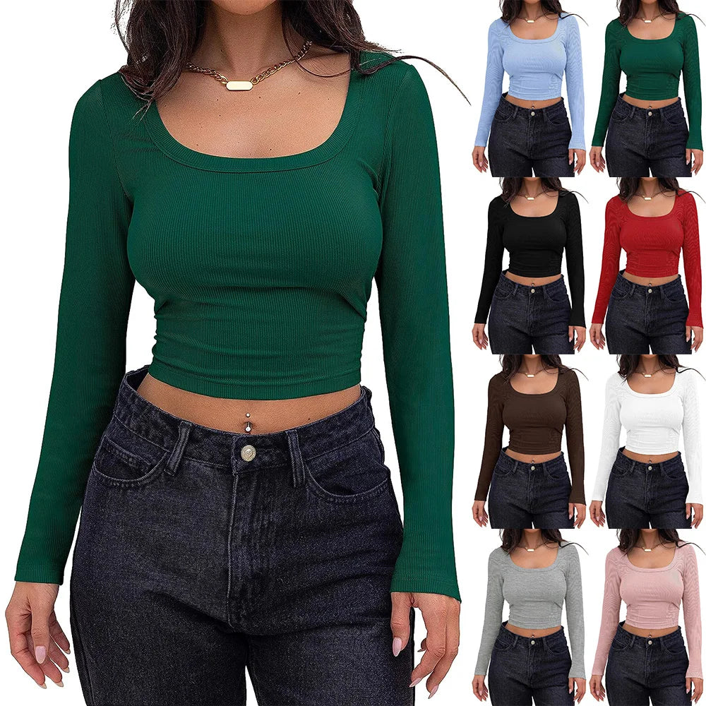 Women's Long Sleeve Crop Top T-Shirt