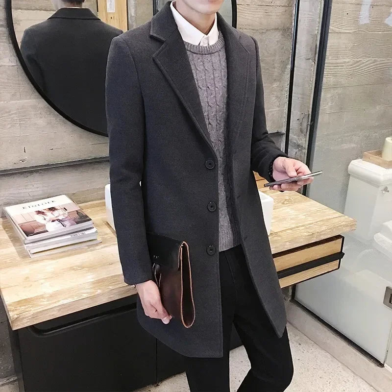 Men's Long Cotton Coat - 2024 Autumn Winter Fashion - VogueShion 