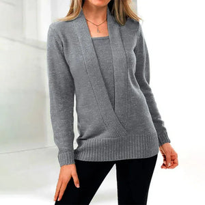 V-neck Long Sleeve Knitted Sweater