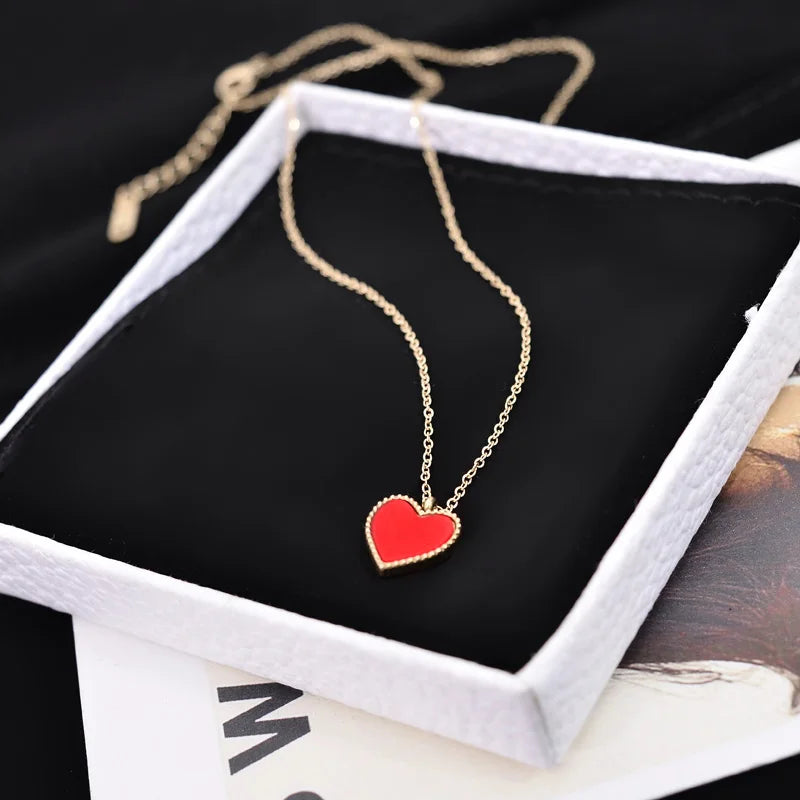 New Enamel Heart Pendants Necklaces