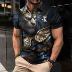 Men's 3D Lion Print Polo Shirt - Casual and Stylish Summer Tee - VogueShion 