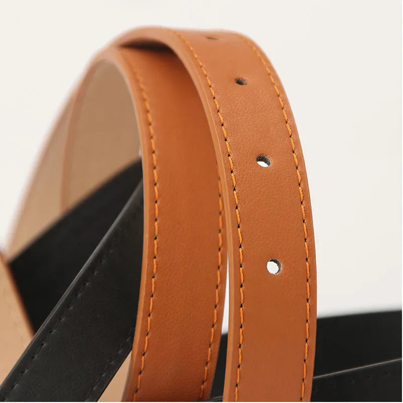 Women Belts New PU Leather Simple Metal Buckle Belt Girls Dress Jean Pants Waistband Belts for Lady Luxury Designer Brand - VogueShion 