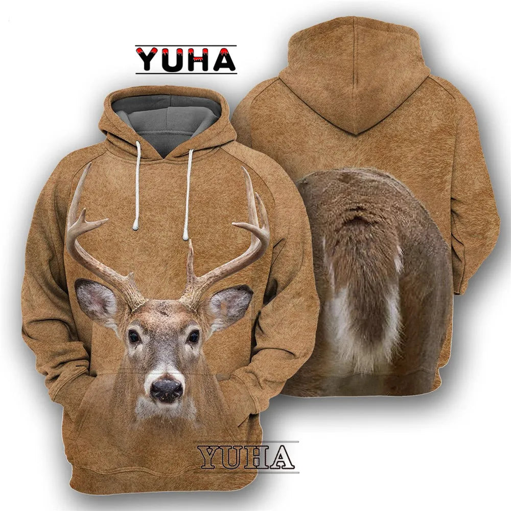 Animals 3D Graphic Front Back Men Hoodies