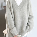 Women's Knitted V Neck Casual Sweater