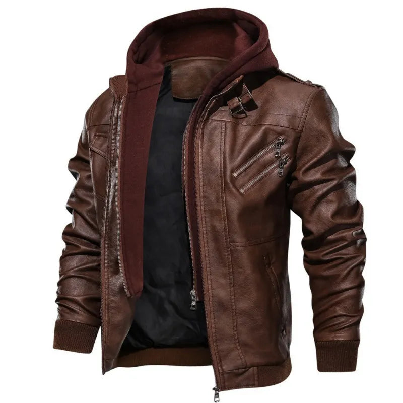 Oblique Zipper Motorcycle Leather Jacket