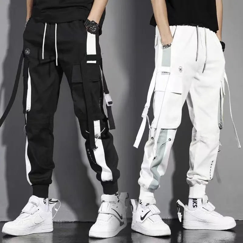 Men Ribbons Harem Jogging Pants