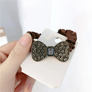 Diamond Crystal Bow Elastics Hair Ties