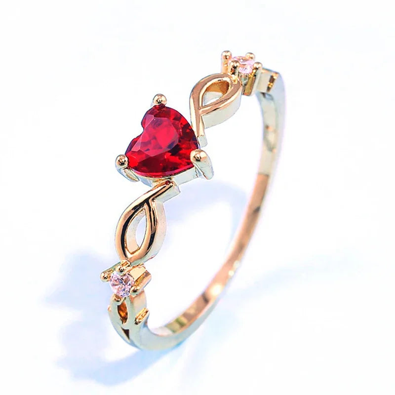 Huitan Simple Heart Ring