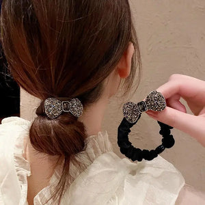 Diamond Crystal Bow Elastics Hair Ties