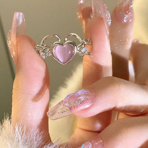 Pink Love Heart Rings