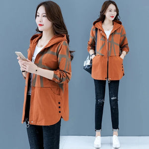 Women Trench Hooded Jacket