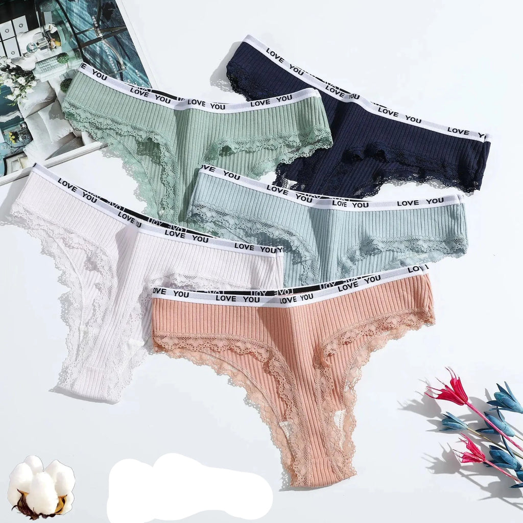 Thong cotton 3-piece sexy ladies panties