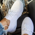 Women's Mesh Breathable Casual Sneakers - Lace-up Vulcanized Platform Shoes - VogueShion 