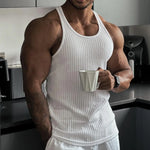 Men's Sleeveless Knitted Vertical Stripe Vest