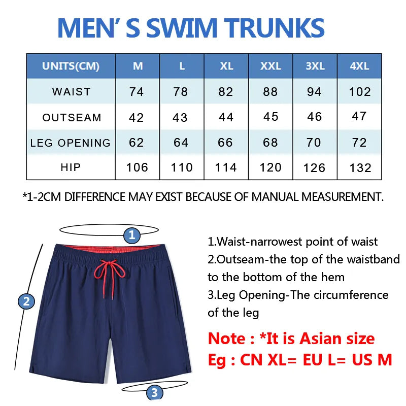 Elastic Closure Men's Swim Beach Shorts