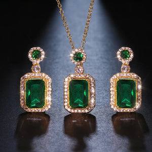 Emerald 18k Gold Plated Jewelry Sets