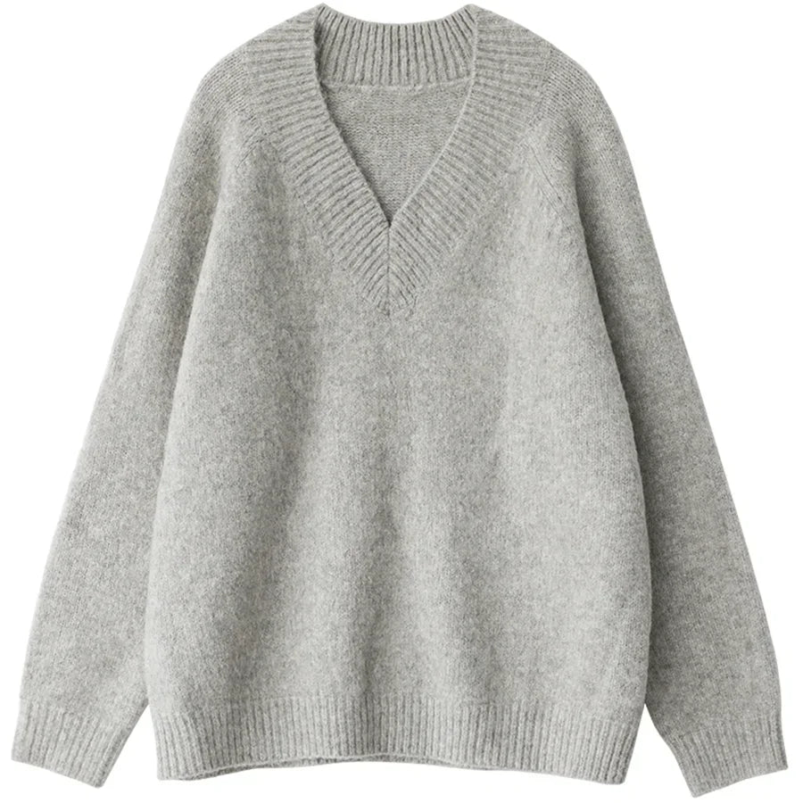 Women's Knitted V Neck Casual Sweater