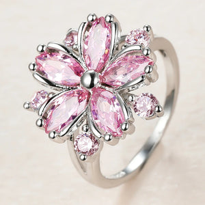 Cute Female Pink Crystal Stone Ring