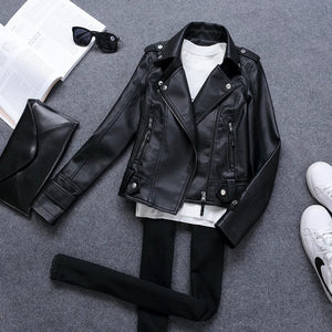 Women's PU Leather Short Coat