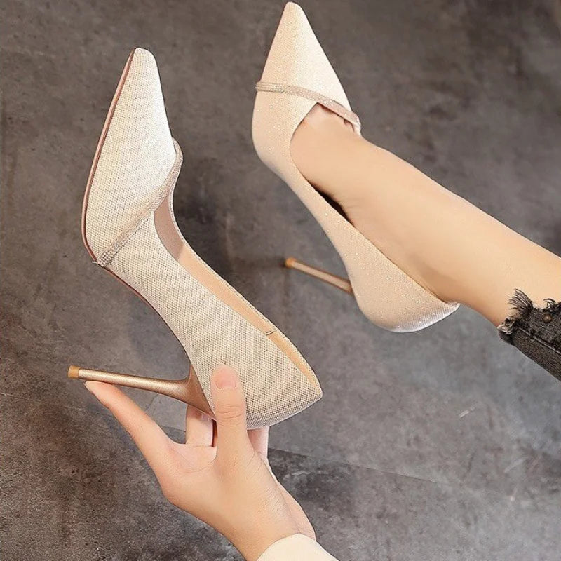 Crystal Slip-on Spike Thin Heels Shoes