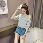 Women's One-Shoulder Ruffles Shirt