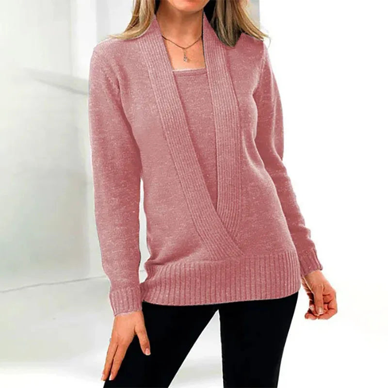 V-neck Long Sleeve Knitted Sweater