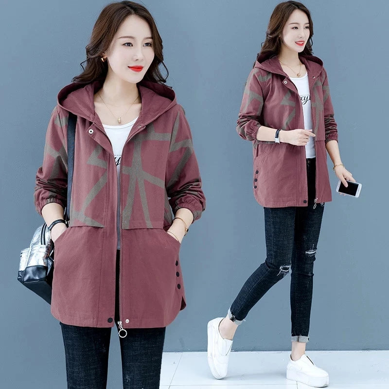 Women Trench Hooded Jacket