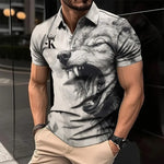 Men's 3D Lion Print Polo Shirt - Casual and Stylish Summer Tee - VogueShion 