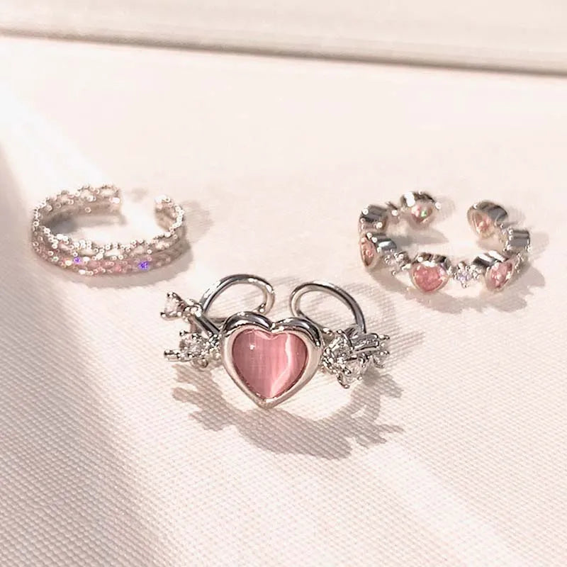 Pink Love Heart Rings