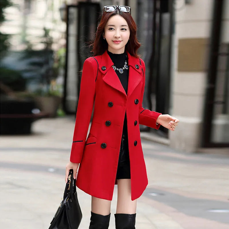 Double-Breasted Wool Long Coat