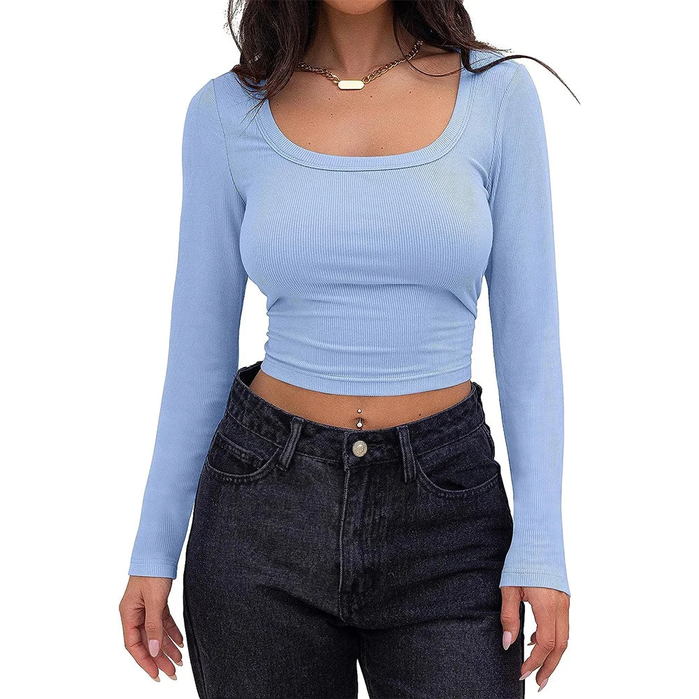 Women's Long Sleeve Crop Top T-Shirt