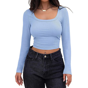 Women's Long Sleeve Crop Top T-Shirt