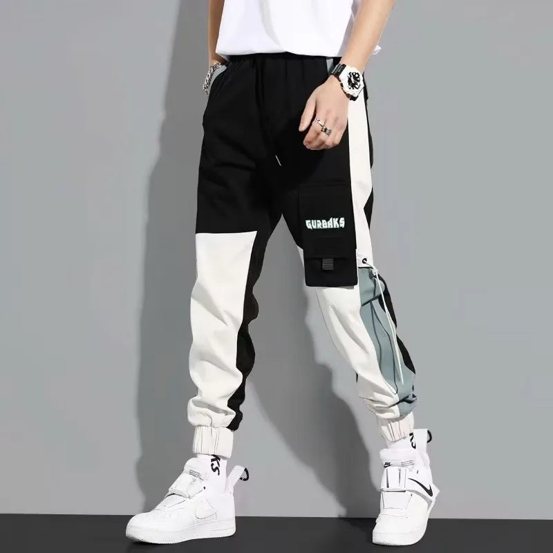 Men Ribbons Harem Jogging Pants