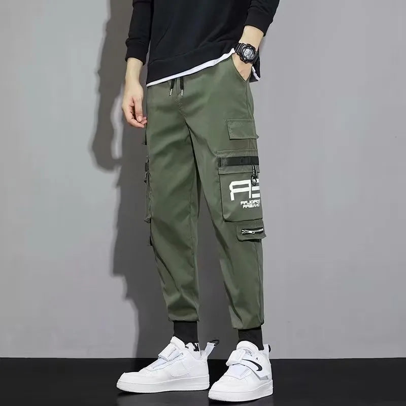 Men Ribbons Harem Jogging Pants