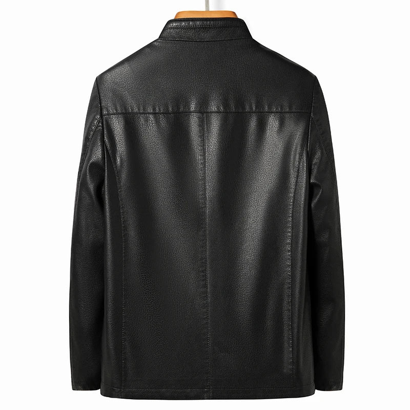 Men's Stand Collar Leather Jacket