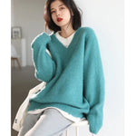 Women's Knitted V Neck Casual Sweater