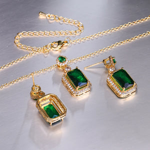 Emerald 18k Gold Plated Jewelry Sets