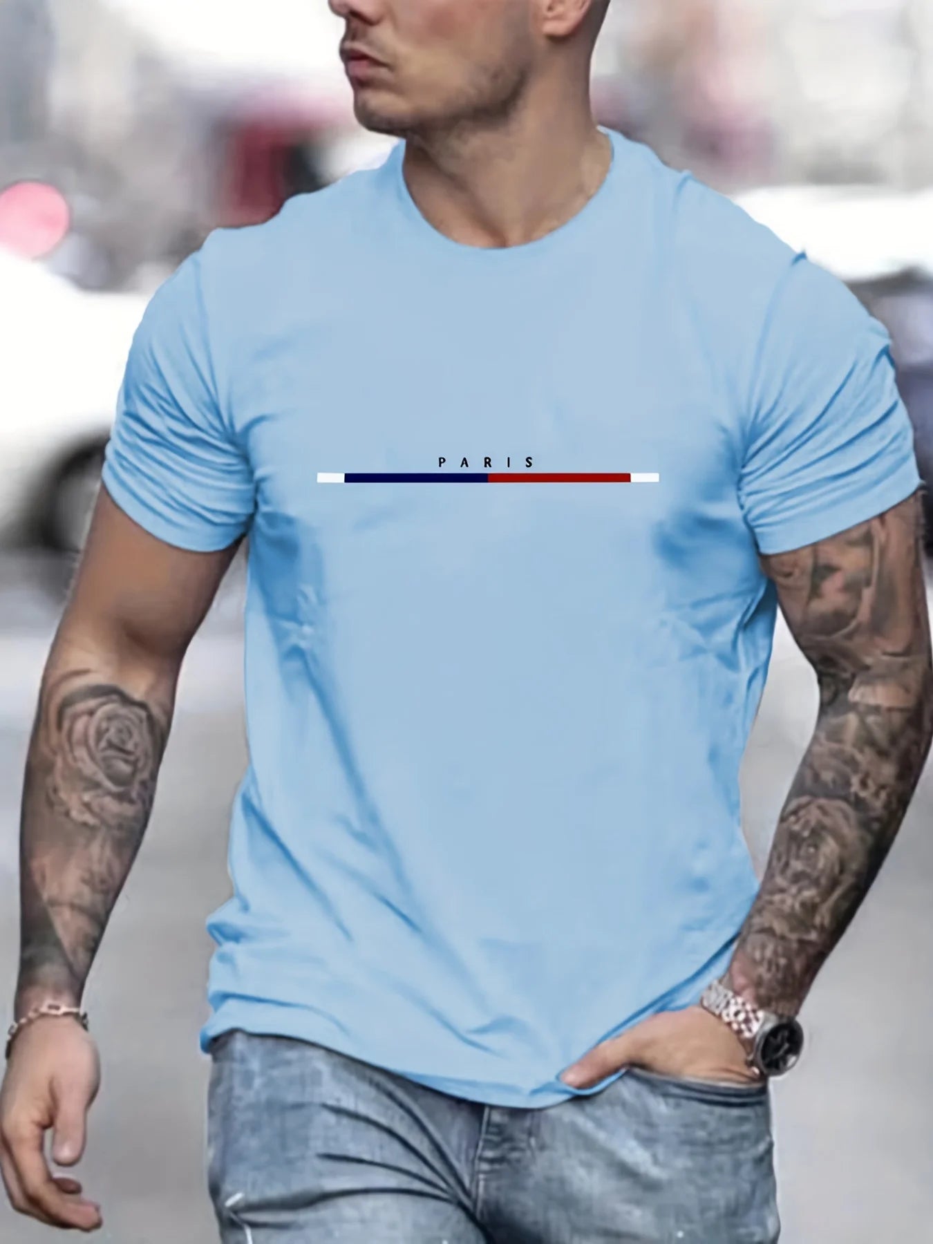 Men's 100 Cotton Paris Short Sleeve T-shirt