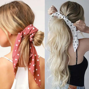 Print Chiffon Long Ribbon Scrunchies