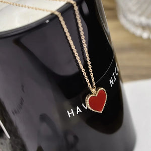 New Enamel Heart Pendants Necklaces