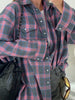 Winter Women Oversized Plaid Shirt