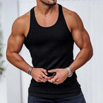 Men's Sleeveless Knitted Vertical Stripe Vest